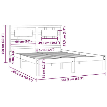 Estrutura de cama 140x200 cm pinho maciço castanho-mel