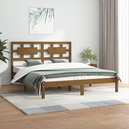 Estrutura cama king 150x200 cm pinho maciço castanho-mel