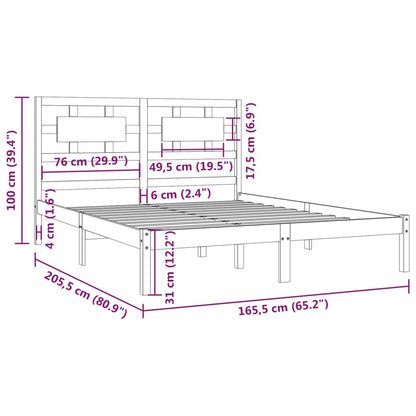 Estrutura de cama 160x200 cm madeira de pinho maciça branco