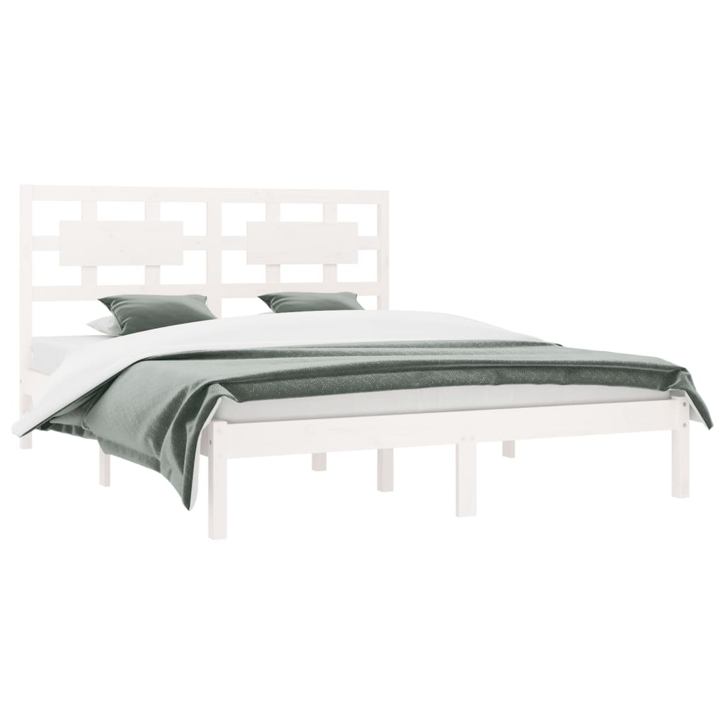 Estrutura de cama super king 180x200 cm pinho maciço branco