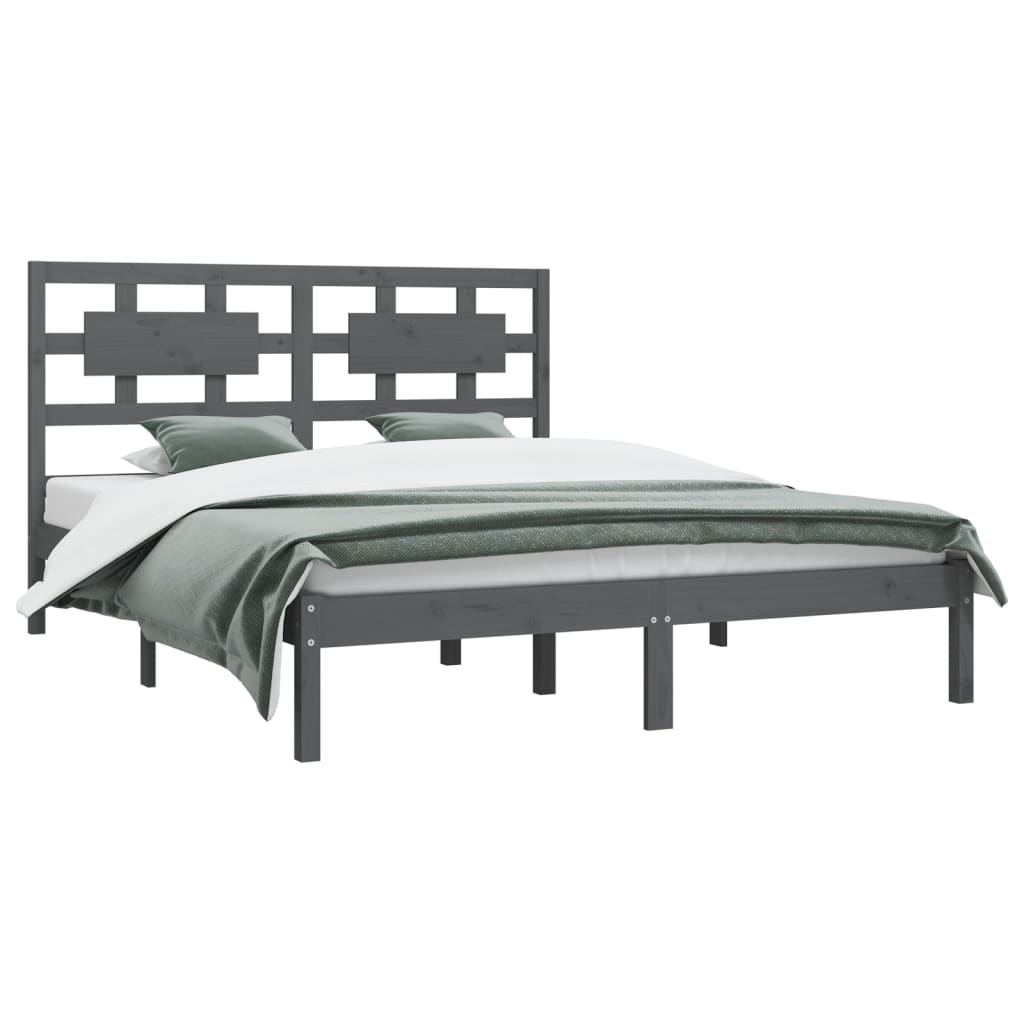 Estrutura de cama super king 180x200 cm pinho maciço cinza