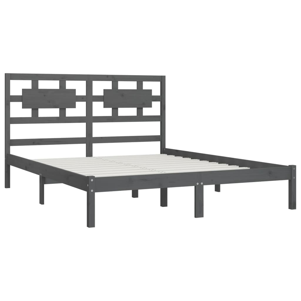 Estrutura de cama super king 180x200 cm pinho maciço cinza