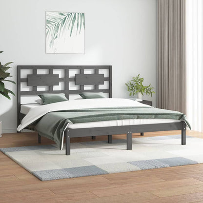 Estrutura de cama super king 180x200 cm pinho maciço cinza