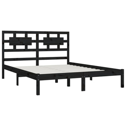 Estrutura de cama 200x200 cm pinho maciço preto