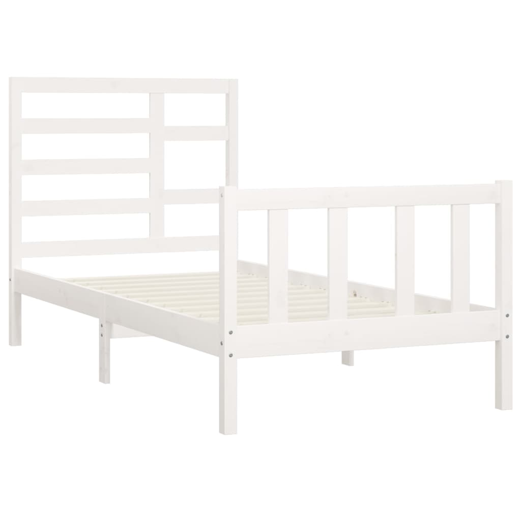 Estrutura de cama 90x200 cm pinho maciço branco