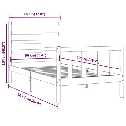 Estrutura de cama 90x200 cm pinho maciço branco