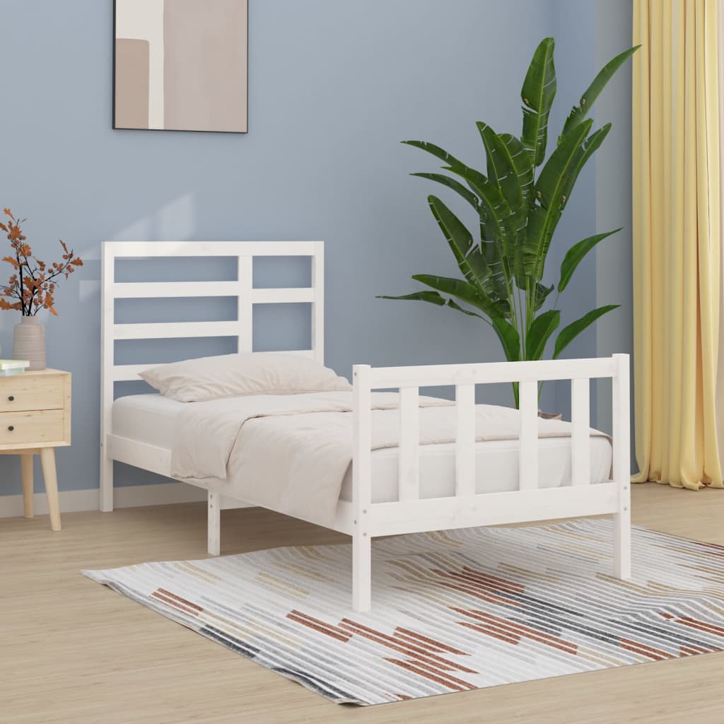 Estrutura de cama 90x200 cm pinho maciço branco