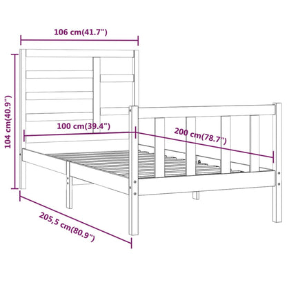 Estrutura de cama 100x200 cm pinho maciço