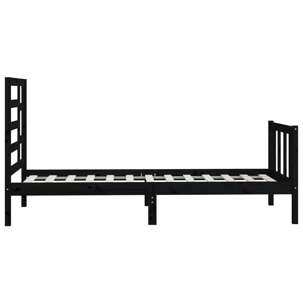 Estrutura de cama 100x200 cm pinho maciço preto