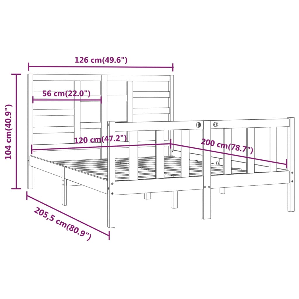 Estrutura de cama 120x200 cm pinho maciço branco