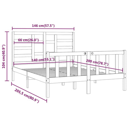 Estrutura de cama 140x200 cm pinho maciço