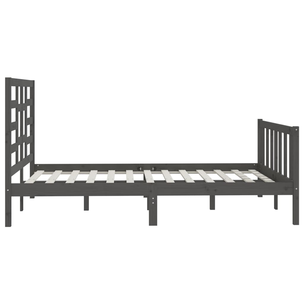 Estrutura de cama king 150x200 cm madeira maciça cinza