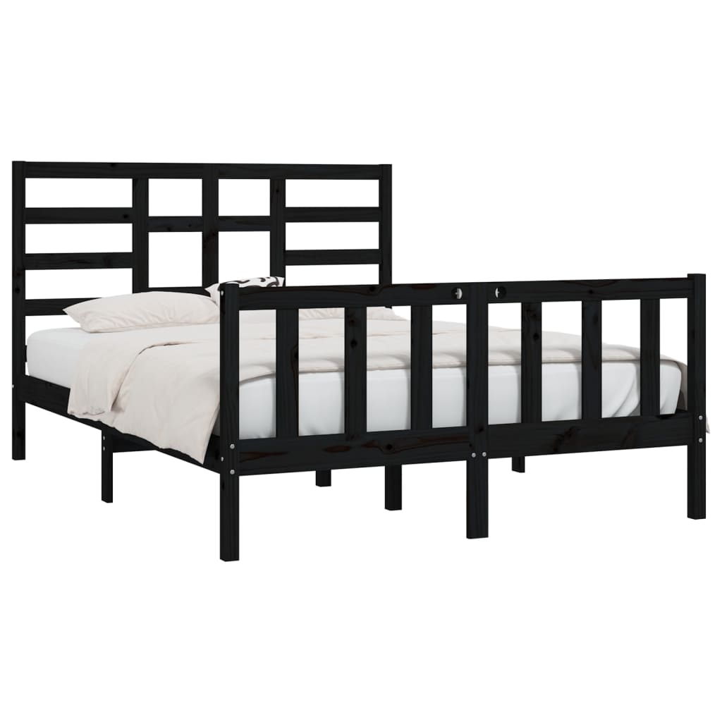 Estrutura de cama king 150x200 cm madeira maciça preto