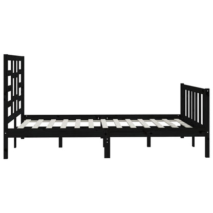 Estrutura de cama king 150x200 cm madeira maciça preto