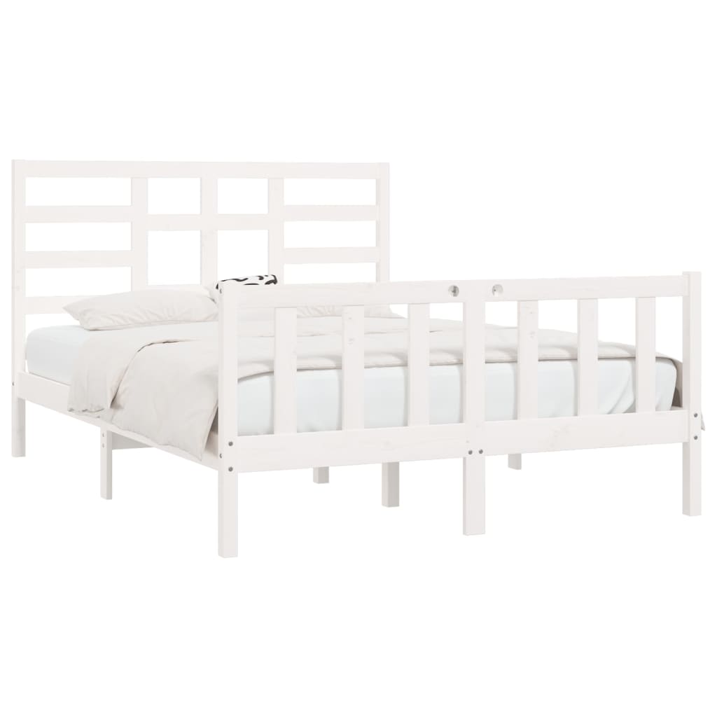 Estrutura de cama 160x200 cm madeira de pinho maciça branco