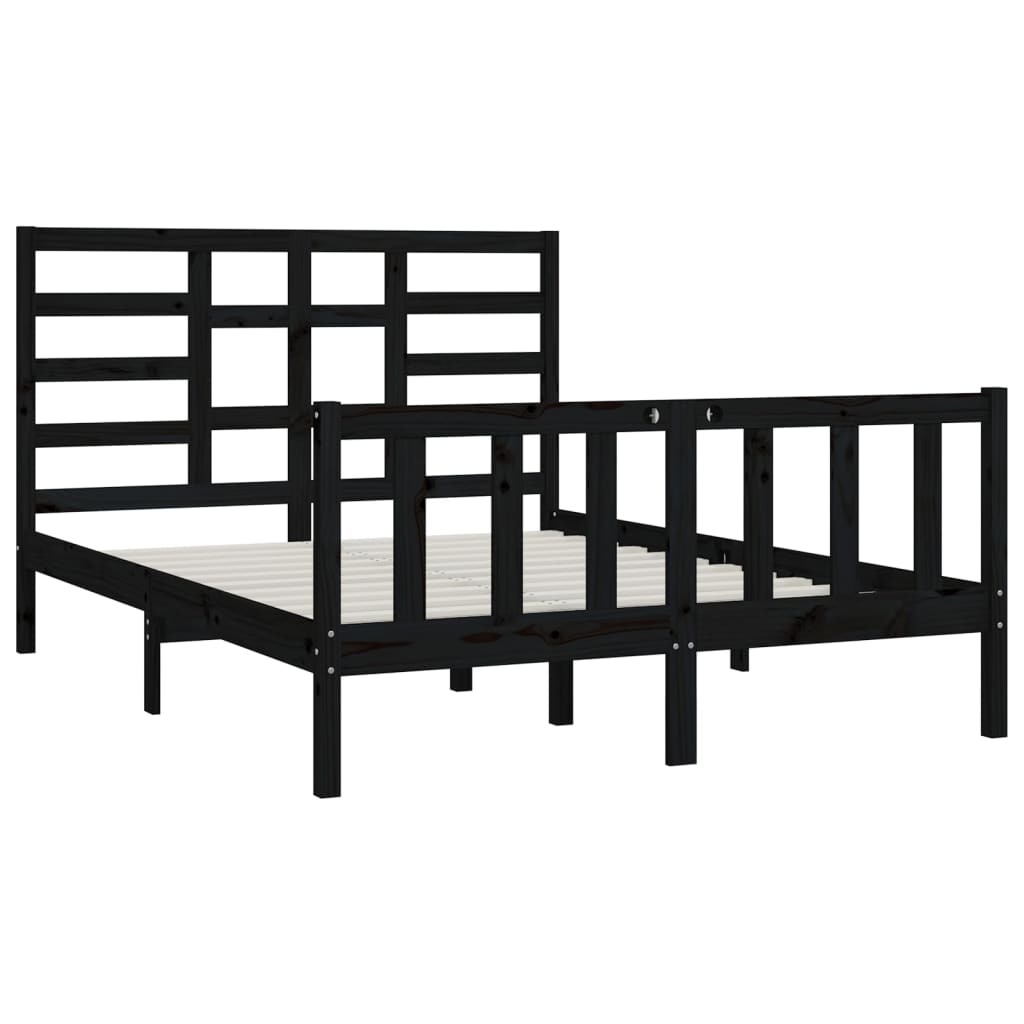 Estrutura de cama 160x200 cm pinho maciço preto