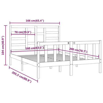 Estrutura de cama 160x200 cm pinho maciço preto