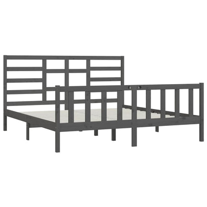 Estrutura de cama super king 180x200 cm madeira maciça cinza