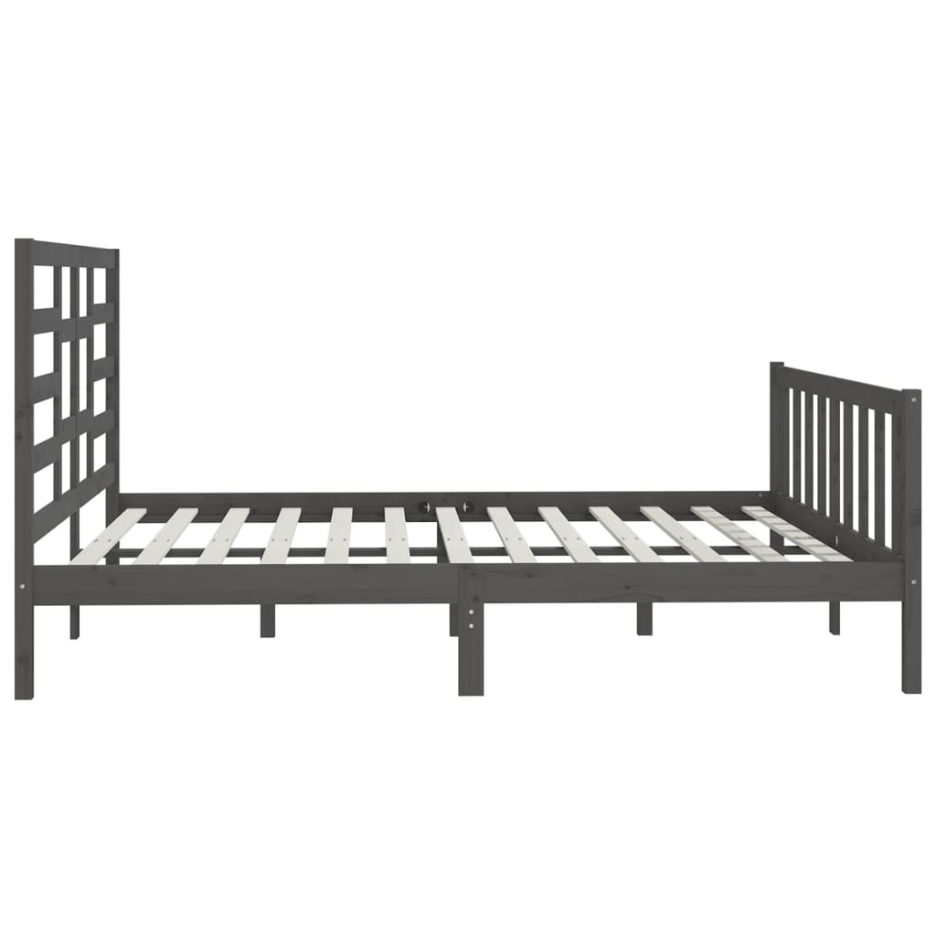 Estrutura de cama super king 180x200 cm madeira maciça cinza