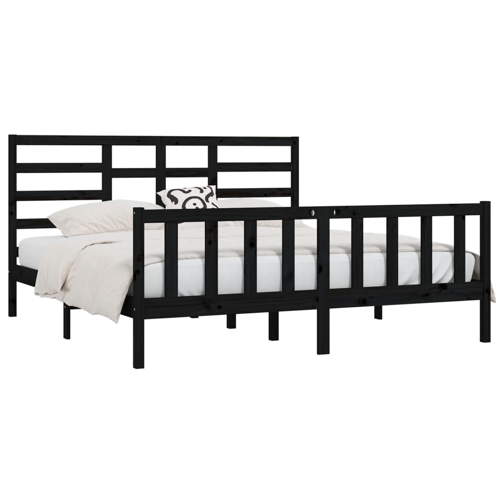 Estrutura de cama super king 180x200 cm madeira maciça preto