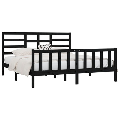 Estrutura de cama super king 180x200 cm madeira maciça preto