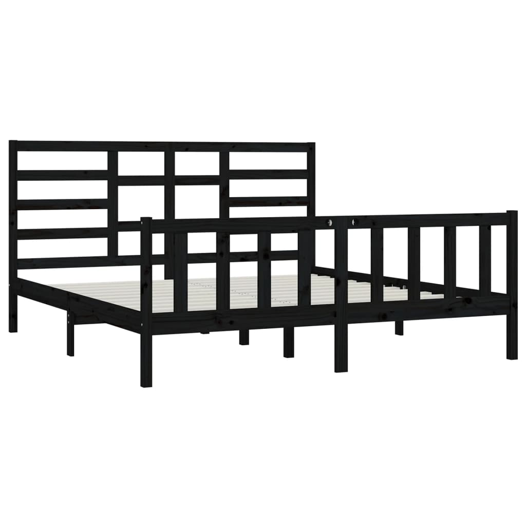 Estrutura de cama super king 180x200 cm madeira maciça preto