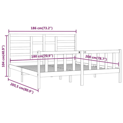 Estrutura de cama super king 180x200 cm madeira maciça preto