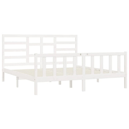 Estrutura de cama 200x200 cm madeira de pinho maciça branco