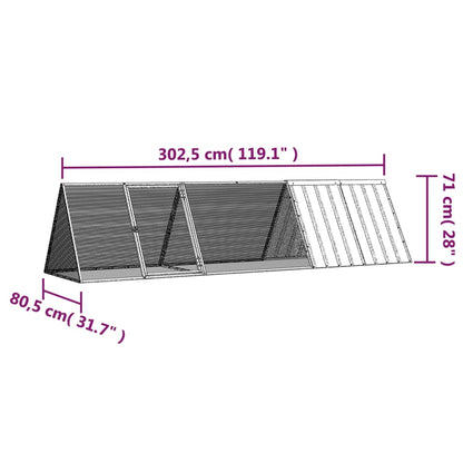 Gaiola p/ coelhos 302,5x80,5x71 cm aço galvanizado antracite