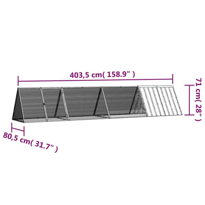 Gaiola p/ coelhos 403,5x80,5x71 cm aço galvanizado antracite