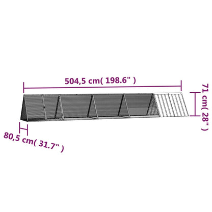 Gaiola p/ coelhos 504,5x80,5x71 cm aço galvanizado cinzento