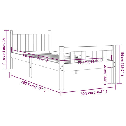 Estrutura cama pequena solteiro 75x190 cm madeira maciça branco