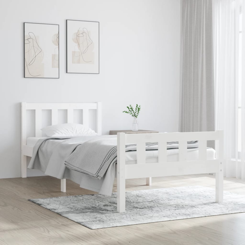 Estrutura cama pequena solteiro 75x190 cm madeira maciça branco