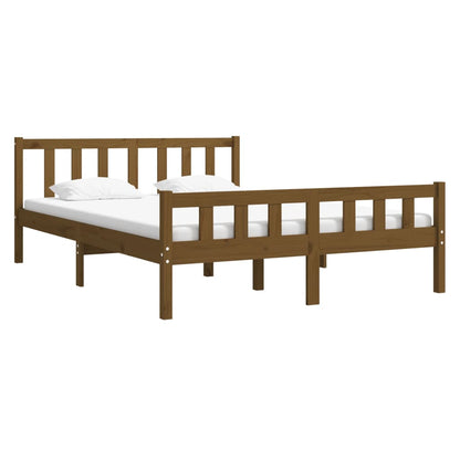 Estrutura cama pequena de casal 120x190 cm madeira castanho-mel