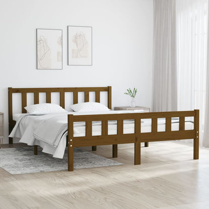 Estrutura cama pequena de casal 120x190 cm madeira castanho-mel