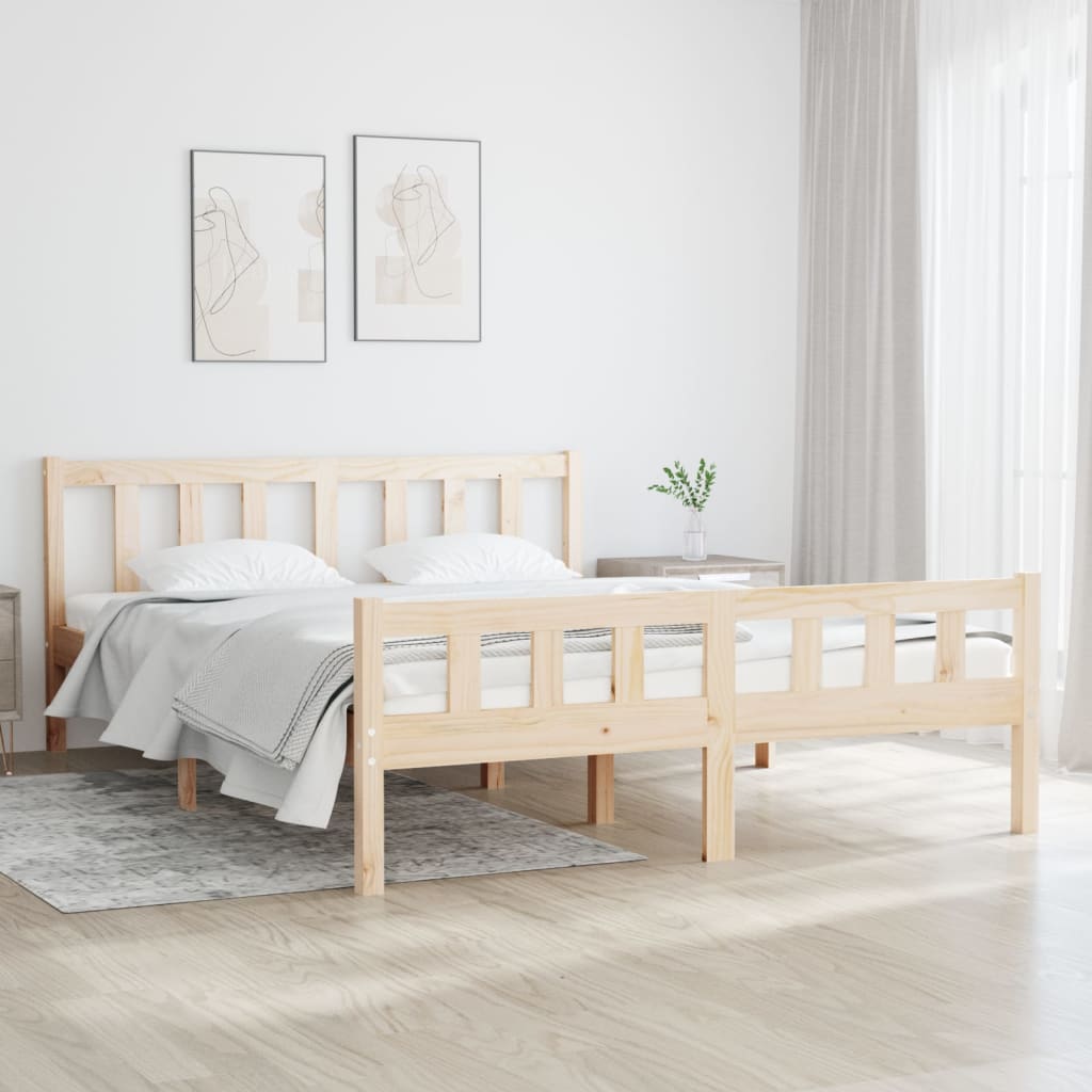 Estrutura de cama casal 135x190 cm madeira maciça