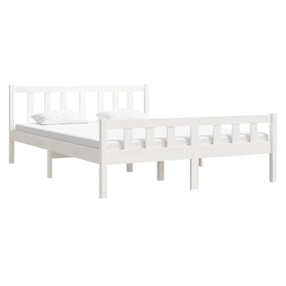 Estrutura de cama casal 135x190 cm madeira maciça branco