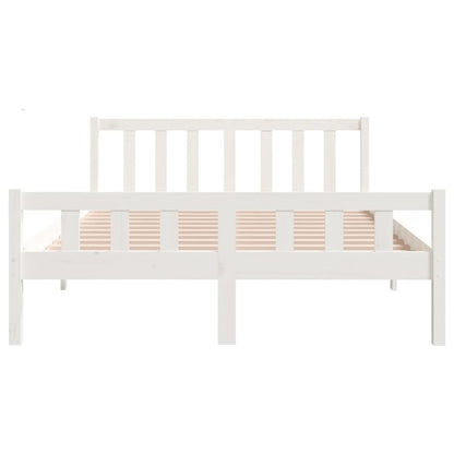 Estrutura de cama casal 135x190 cm madeira maciça branco