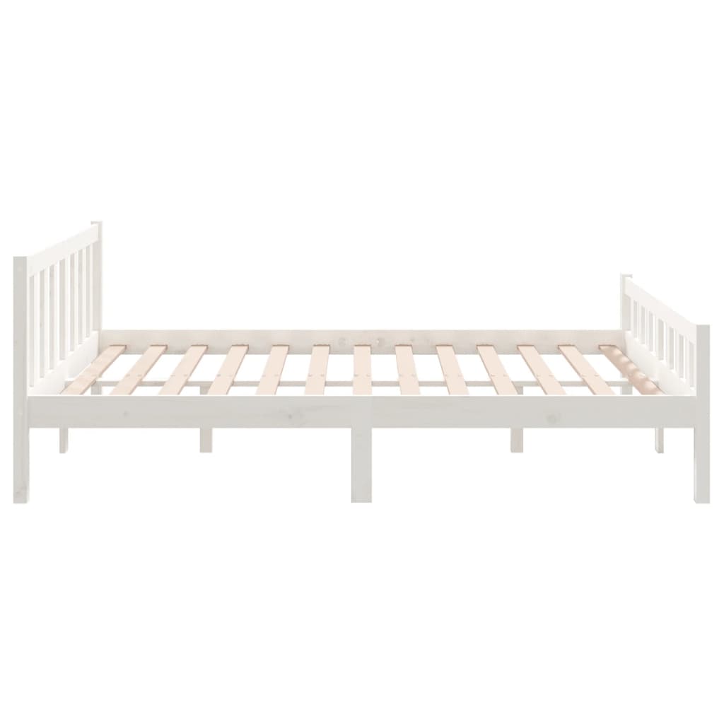 Estrutura de cama casal 135x190 cm madeira maciça branco