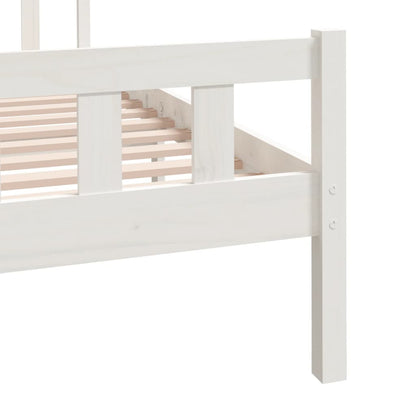 Estrutura de cama casal 135x190 cm madeira maciça branco