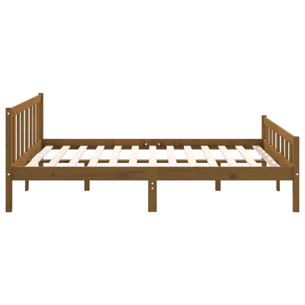 Estrutura de cama 140x190 cm madeira maciça castanho-mel