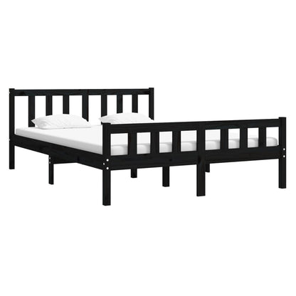 Estrutura de cama 140x190 cm madeira maciça preto