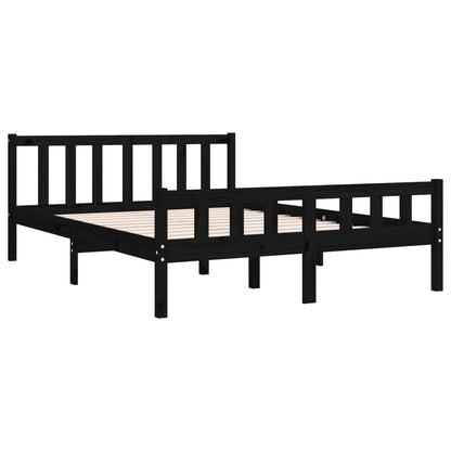 Estrutura de cama 140x190 cm madeira maciça preto