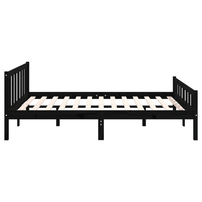 Estrutura de cama 140x190 cm madeira maciça preto