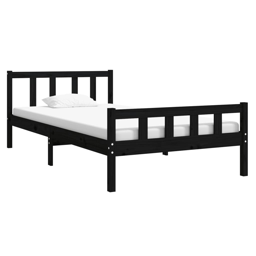 Estrutura de cama 100x200 cm madeira maciça preto