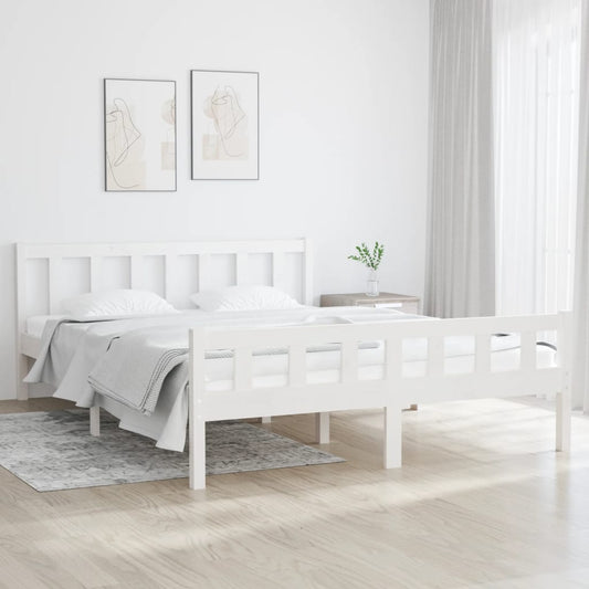 Estrutura de cama 140x200 cm madeira maciça branco