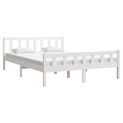 Estrutura de cama king 150x200 cm madeira maciça branco