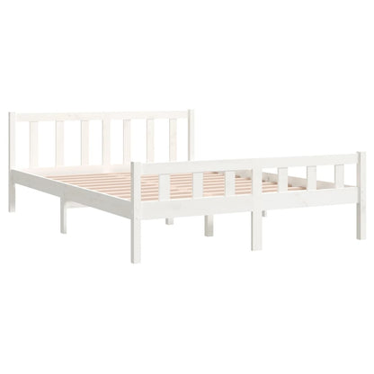 Estrutura de cama king 150x200 cm madeira maciça branco