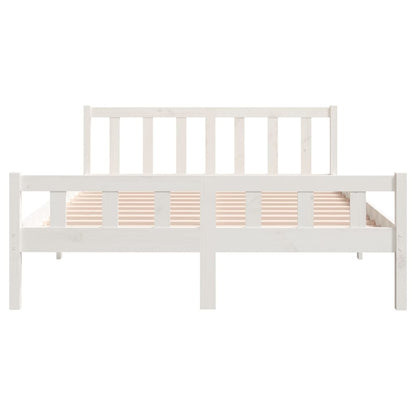 Estrutura de cama king 150x200 cm madeira maciça branco