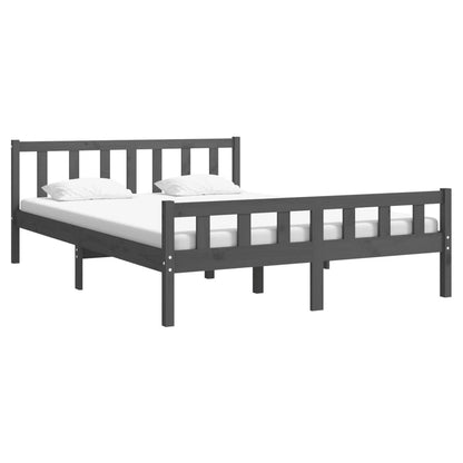 Estrutura de cama king 150x200 cm madeira maciça cinza